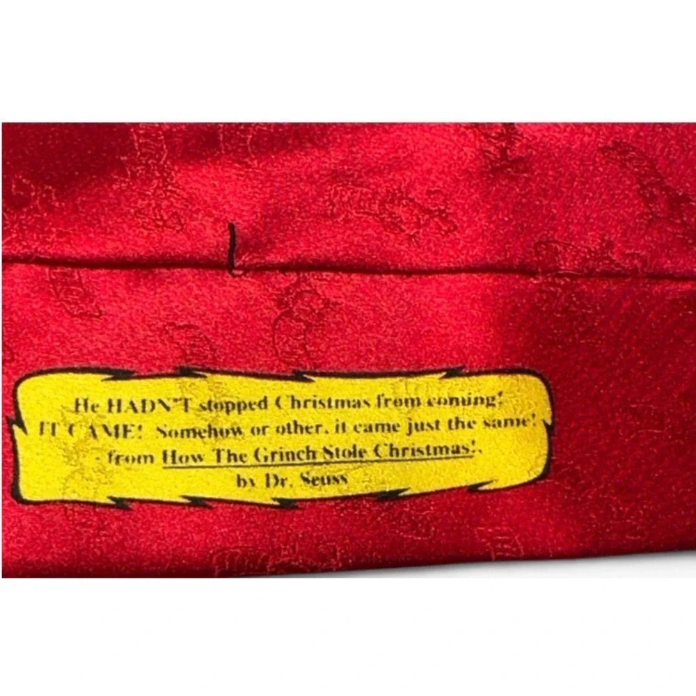 Dr Seuss The Grinch Stole Christmas Red Silk Necktie Holiday‎ Festive